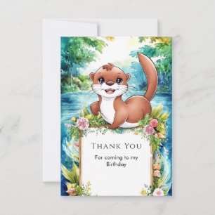 Carte De Remerciements Joyeux Anniversaire à la Petite Loutre Mignonne