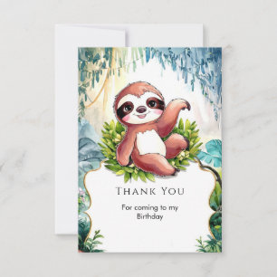 Carte De Remerciements Joyeux Anniversaire au Petit Paresseux Mignon