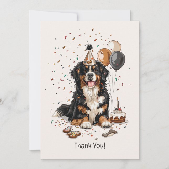 Carte De Remerciements Joyeux anniversaire Bernese Mountain Dog (Devant)