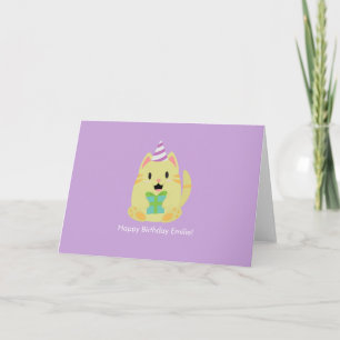 Carte De Remerciements Joyeux Anniversaire Chat Mignon