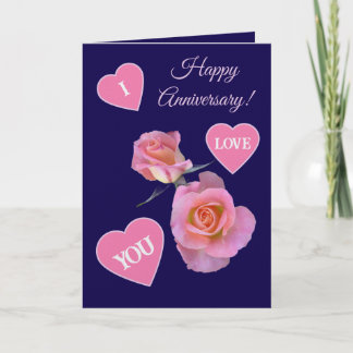 Carte De Remerciements Joyeux Anniversaire/Cœurs et Roses