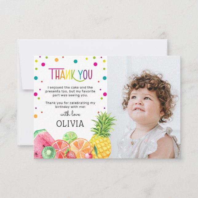 Carte De Remerciements Joyeux Anniversaire d'été Tropical Tutti Fruitti M (Devant)