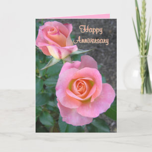 Carte De Remerciements Joyeux anniversaire/deux roses roses roses/carte a