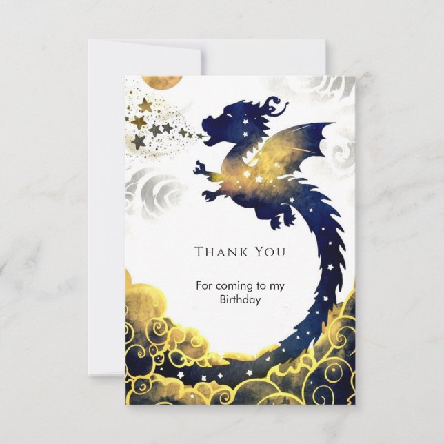 Carte De Remerciements Joyeux Anniversaire Dragon Pastel (Devant)
