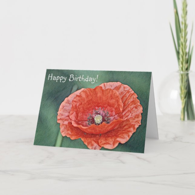 Carte De Remerciements Joyeux Anniversaire du Pavot rouge (Devant)