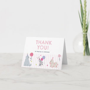 Carte De Remerciements Joyeux Anniversaire Filles Mignonnes Chien Pastel