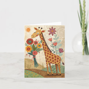 Carte De Remerciements Joyeux anniversaire girafe foldet d'art populaire