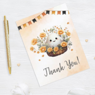 Carte De Remerciements Joyeux Anniversaire Halloween Fantôme Mignon