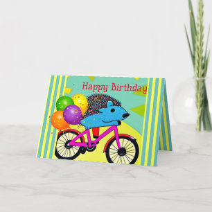 Carte De Remerciements Joyeux Anniversaire Hérisson équitation Ballons de