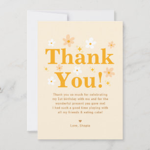 Carte De Remerciements Joyeux Anniversaire Marguerite Jaune Mignonne