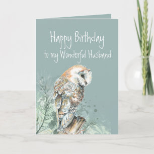 Carte De Remerciements Joyeux Anniversaire Merveilleux Huband Barn Owl 