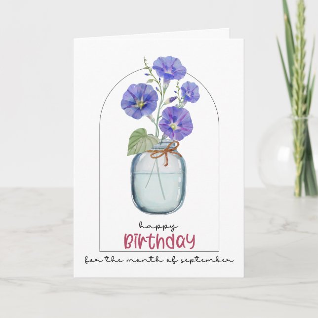 Carte De Remerciements Joyeux anniversaire Mois de naissance Fleur Matin  (Devant)