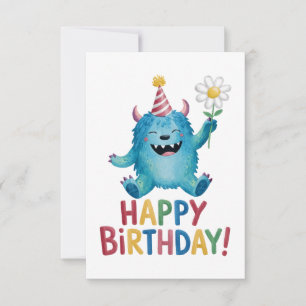 Carte De Remerciements Joyeux Anniversaire Monstre Conception avec des Co