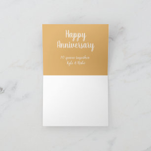 Carte De Remerciements Joyeux anniversaire or blanc 10 ans nom date