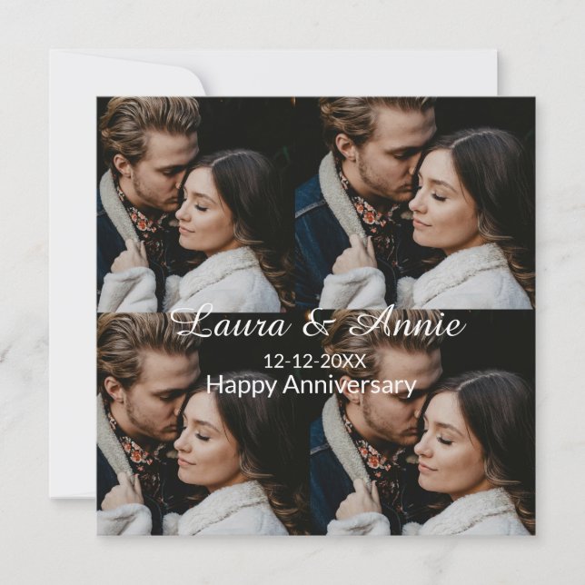 Carte De Remerciements Joyeux anniversaire photo collage nom date simple  (Devant)