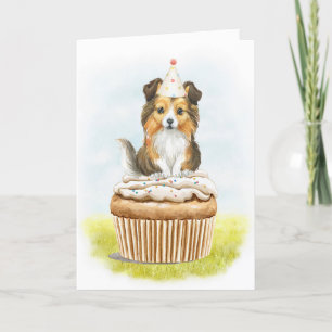 Carte De Remerciements Joyeux Anniversaire Sheltie Pup Cake Anniversaire 