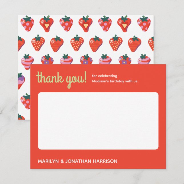 Carte De Remerciements Joyeux Anniversaire Spécial Fraise Berry (Devant / Derrière)