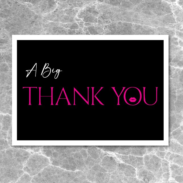 Carte De Remerciements Joyeux Anniversaire Trente Ans Lèvres Rose Minimal (Modern Minimal Pink Lips She's Thirty Birthday Thank You Card)