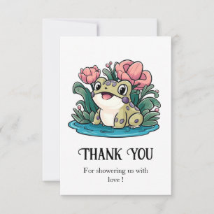 Carte De Remerciements Joyeux Baby shower de grenouille lunaire