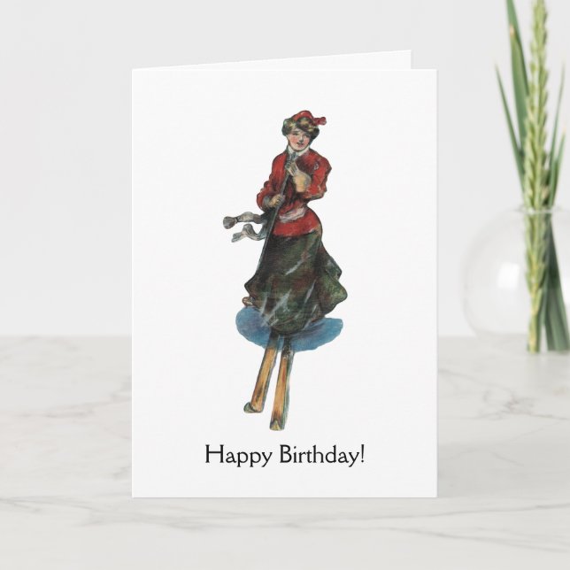 Carte De Remerciements Joyeux Birthday for a Woman Skier (Devant)