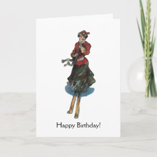 Carte De Remerciements Joyeux Birthday for a Woman Skier