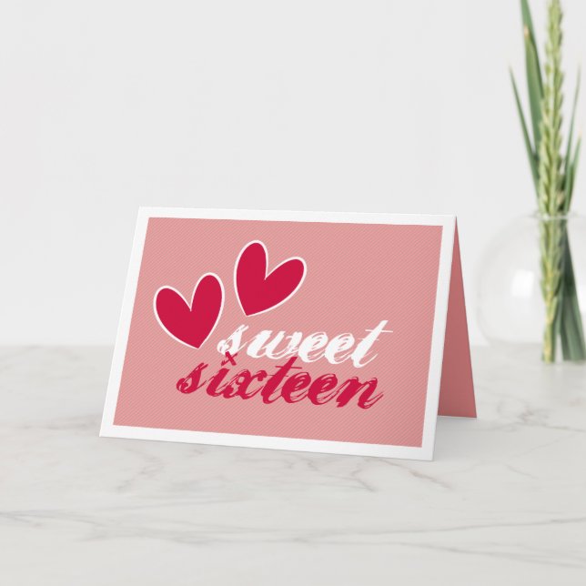 Carte De Remerciements Joyeux Coeurs Sweet sixteen Anniversaire (Devant)