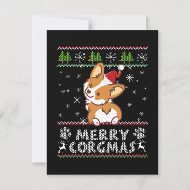 Carte De Remerciements Joyeux Corgmas Noel Corgi (Devant)