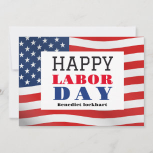 Carte De Remerciements Joyeux drapeau patriotique de la fête du travail a