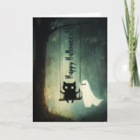 Joyeux Fantôme d'Halloween et Chat à coudre