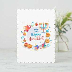 Carte De Remerciements Joyeux Hanukkah Belle Ornement de Fête Juive