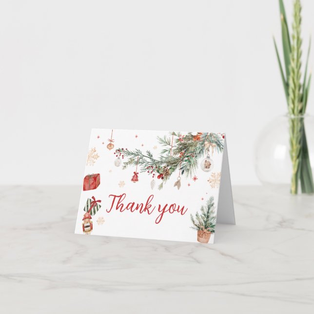 Carte De Remerciements Joyeux hiver Petit Baby shower de Noël (Devant)