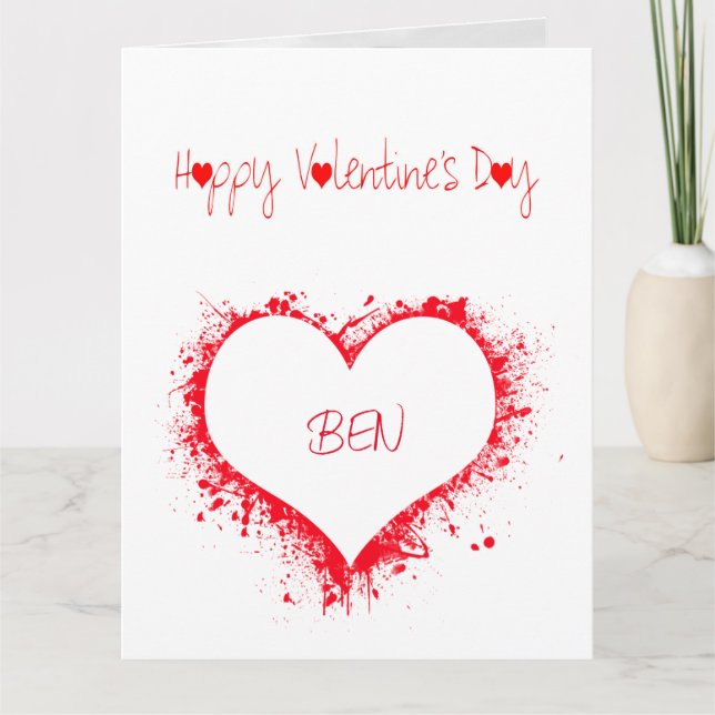 Carte De Remerciements Joyeux jour d'amour, coeur rouge plein d'amour (Devant)