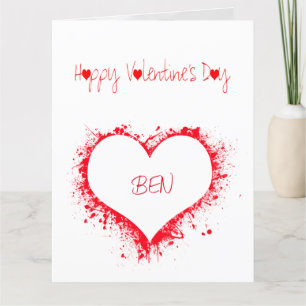 Carte De Remerciements Joyeux jour d'amour, coeur rouge plein d'amour