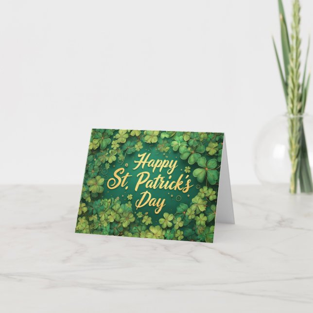 Carte De Remerciements Joyeux jour de la Saint-Patrick, motif de trèfle (Devant)