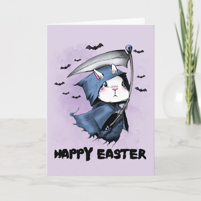 Carte De Remerciements Joyeux Lapin de Faucheuse de Pâques (Devant)
