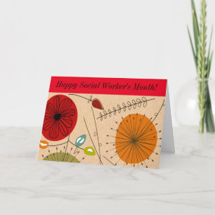 Carte De Remerciements Joyeux mois des travailleurs sociaux Floral