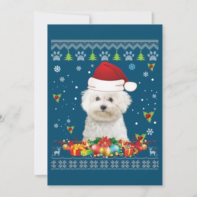 Carte De Remerciements Joyeux Noël Bichons Frise Dog Ugly Sweat (Devant)