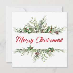 Carte De Remerciements Joyeux Noël Cadre hiver Wheath Félicitations