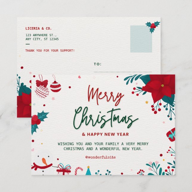 Carte De Remerciements Joyeux Noël et une bonne année (Devant / Derrière)