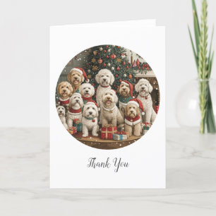 Carte De Remerciements Joyeux Noël Goldendoodle Chiens de chiot