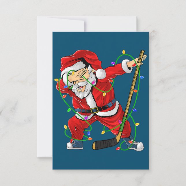 Carte De Remerciements Joyeux Noël Hockey sur glace Dabbing Santa Claus (Devant)