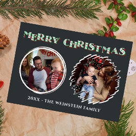 Carte De Remerciements Joyeux Noël Holiday 2 Photo Collage