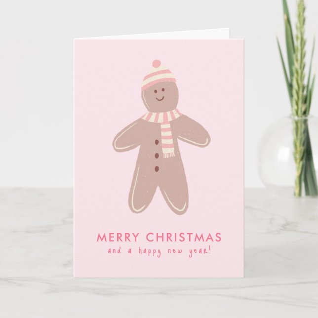 Carte De Remerciements Joyeux Noël moderne Homme en pain d'épices (Devant)