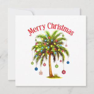 Carte De Remerciements Joyeux Noël Palm Tree Light Hawaiian Tropical