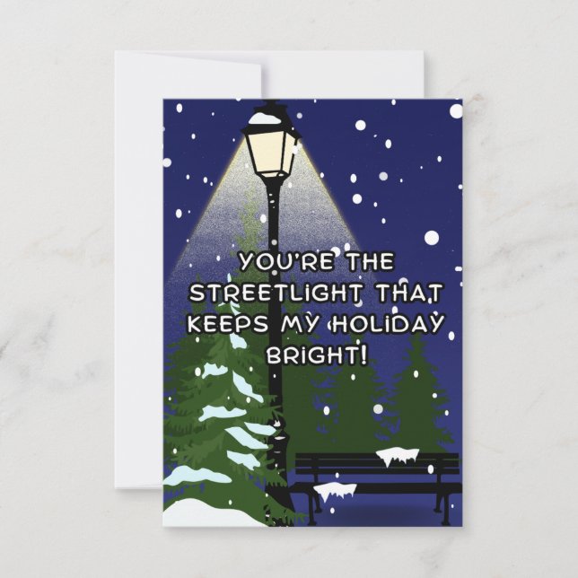 Carte De Remerciements Joyeux Noël Réverbère, Message Romantique (Devant)