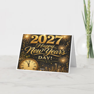 Carte De Remerciements Joyeux Nouvel An 2027 | Feux d'Artifice Luxueux en