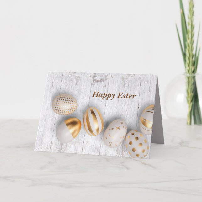 Carte De Remerciements Joyeux Pâques. Oeuf d'or de Pâques (Devant)