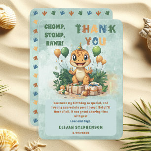 Carte De Remerciements Joyeux Premier Anniversaire au Petit Garçon Dinosa