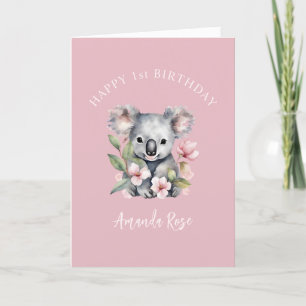 Carte De Remerciements Joyeux premier anniversaire Koala aquarelle 