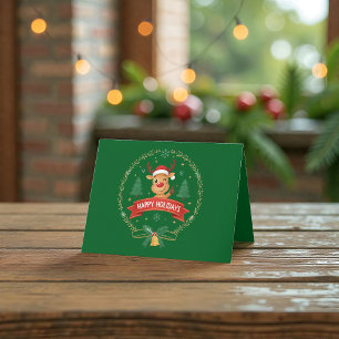 Carte De Remerciements Joyeux Renne Clin d'oeil Joyeuses Fêtes de Noël Ca